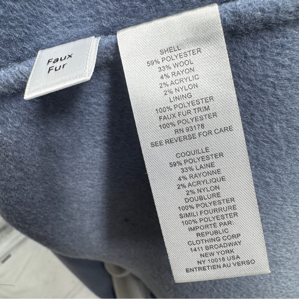 House of Harlow 1960 Ice Blue Faux Fur Wool Blend Winter Designer Coat - Picture 10 of 13